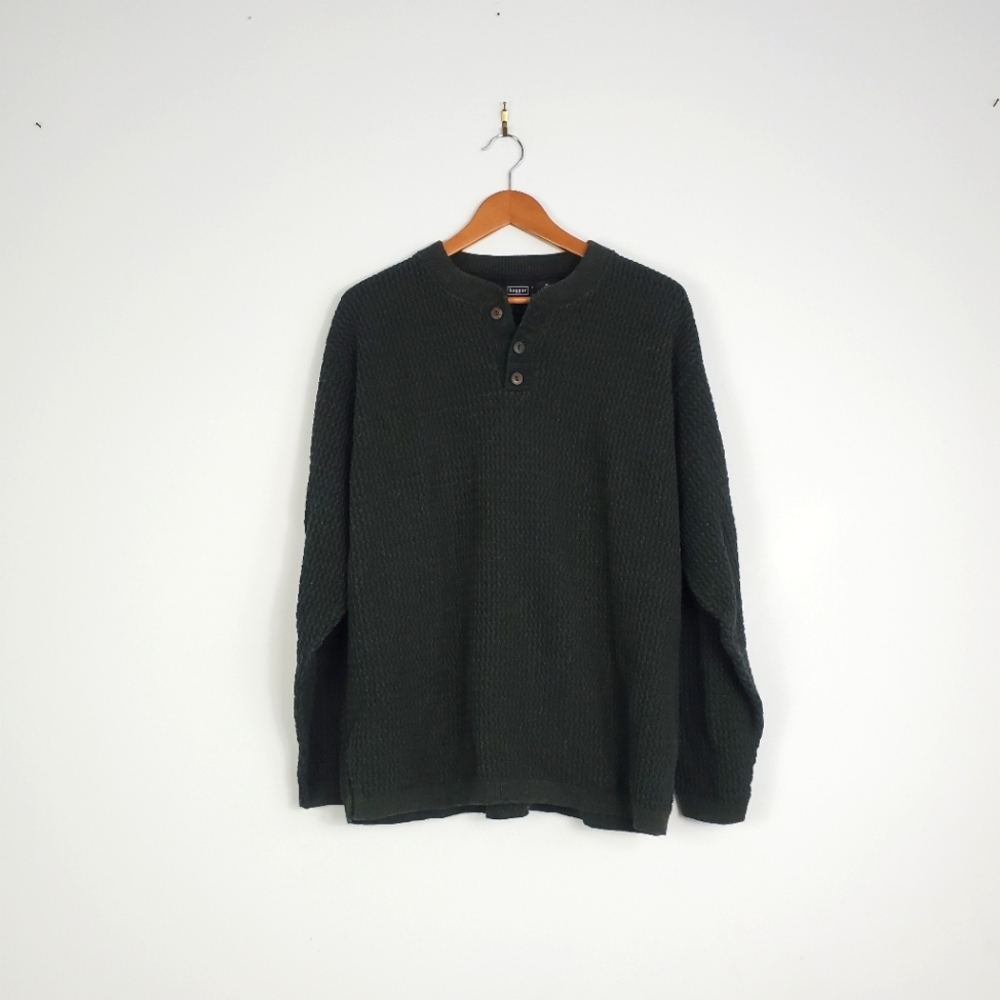 HAGGAR Men's Textured Quarter Button Up Pull Over